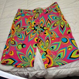 LOUDMOUTH Men's Size 33 W / 11 Inseam Flat Front Golf Shorts Pink Shagadelic